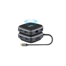 USB-C хаб Infobit iHub 901W (9-in-1, HDMI 4K30, PD 60 Вт, Qi ~7.5 Вт)